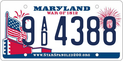 MD license plate 9AD4388