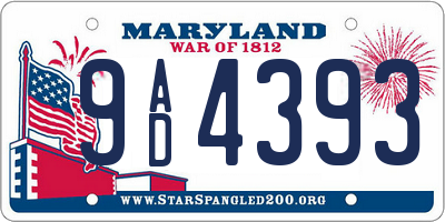 MD license plate 9AD4393