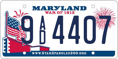MD license plate 9AD4407