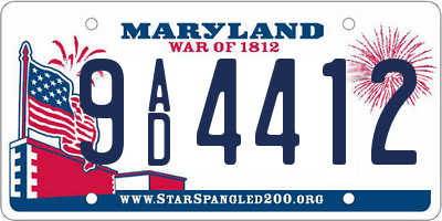 MD license plate 9AD4412