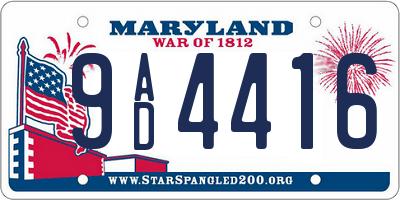 MD license plate 9AD4416