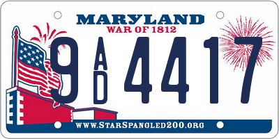 MD license plate 9AD4417
