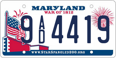 MD license plate 9AD4419
