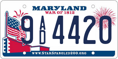 MD license plate 9AD4420