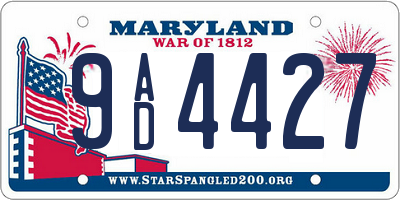 MD license plate 9AD4427