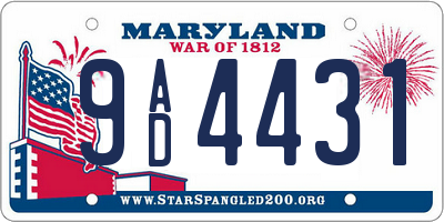 MD license plate 9AD4431