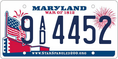MD license plate 9AD4452
