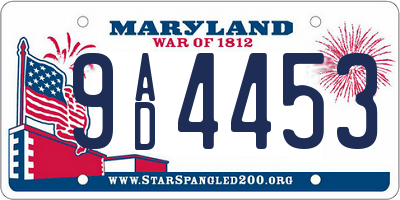 MD license plate 9AD4453