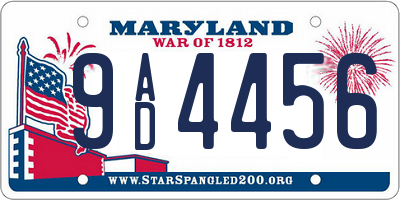 MD license plate 9AD4456
