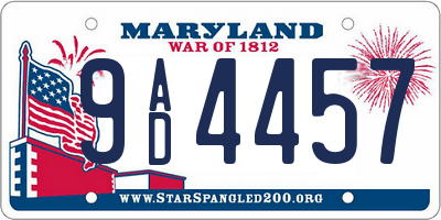 MD license plate 9AD4457