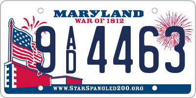 MD license plate 9AD4463