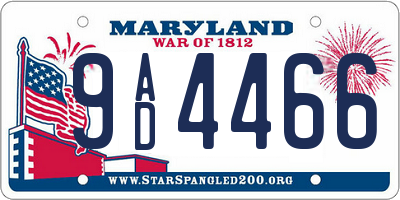 MD license plate 9AD4466