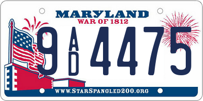 MD license plate 9AD4475
