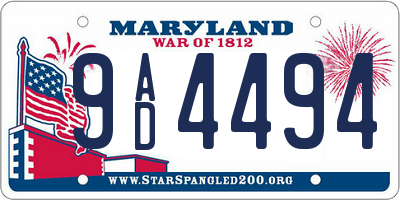 MD license plate 9AD4494