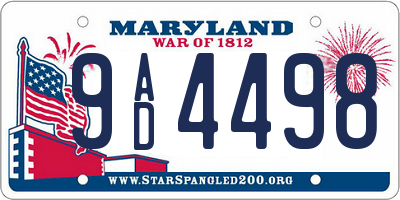 MD license plate 9AD4498