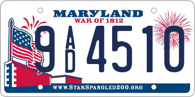 MD license plate 9AD4510