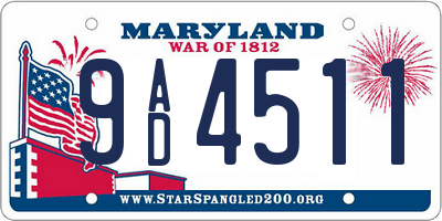 MD license plate 9AD4511