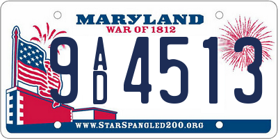 MD license plate 9AD4513