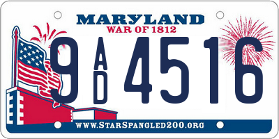 MD license plate 9AD4516