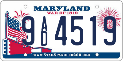 MD license plate 9AD4519
