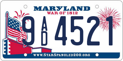 MD license plate 9AD4521
