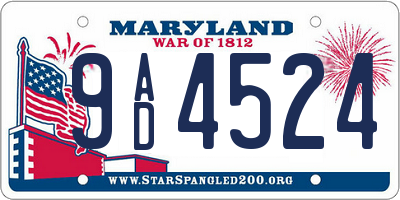 MD license plate 9AD4524