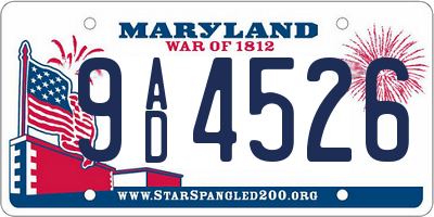 MD license plate 9AD4526