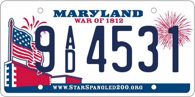 MD license plate 9AD4531
