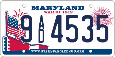 MD license plate 9AD4535