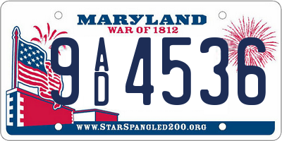 MD license plate 9AD4536