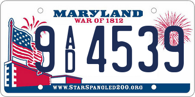 MD license plate 9AD4539