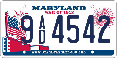 MD license plate 9AD4542