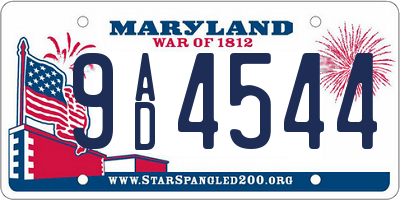 MD license plate 9AD4544