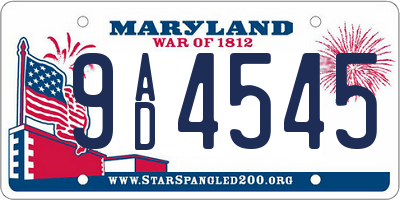 MD license plate 9AD4545