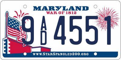 MD license plate 9AD4551