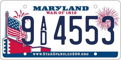 MD license plate 9AD4553