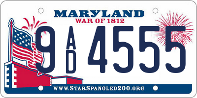 MD license plate 9AD4555