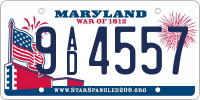 MD license plate 9AD4557
