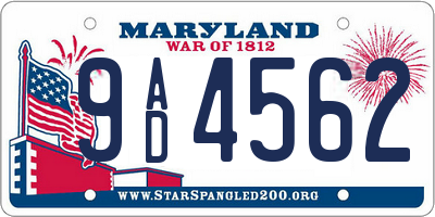 MD license plate 9AD4562