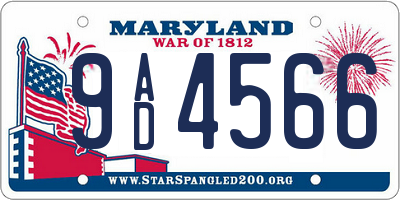 MD license plate 9AD4566
