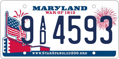 MD license plate 9AD4593
