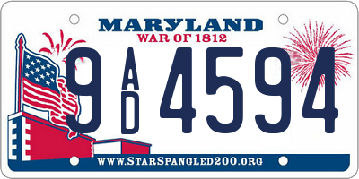 MD license plate 9AD4594