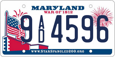 MD license plate 9AD4596