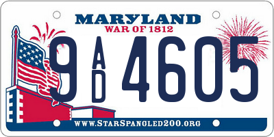 MD license plate 9AD4605