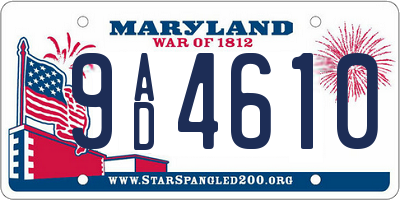 MD license plate 9AD4610