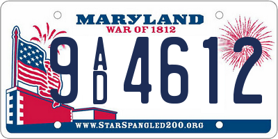 MD license plate 9AD4612