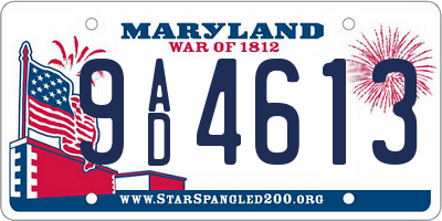 MD license plate 9AD4613