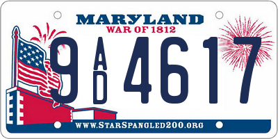 MD license plate 9AD4617