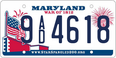 MD license plate 9AD4618