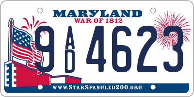 MD license plate 9AD4623